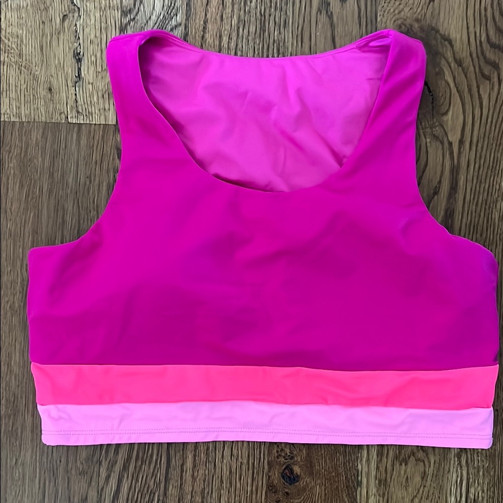 Women's Pink and Purple Swim Top